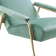 Sea Green Velvet Reclined Accent Chair Brushed Gold Frame