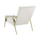 Cream Velvet Reclined Accent Chair Brushed Gold Frame