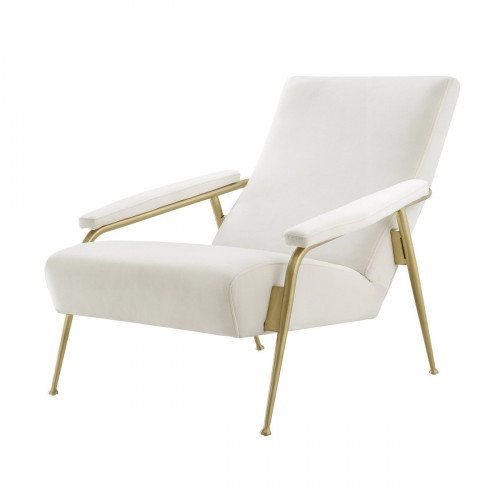Cream Velvet Reclined Accent Chair Brushed Gold Frame