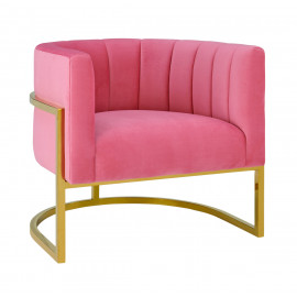 Pink Velvet Contemporary Modern Gold Frame Chair