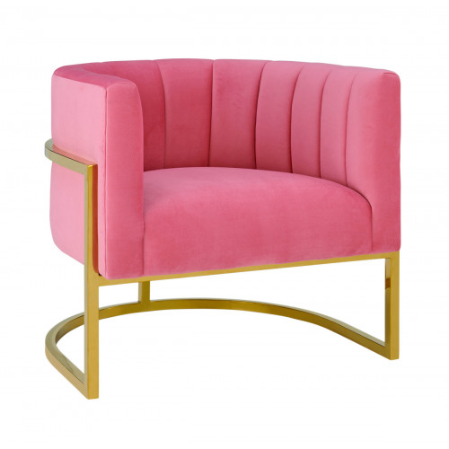 Pink Velvet Contemporary Modern Gold Frame Chair