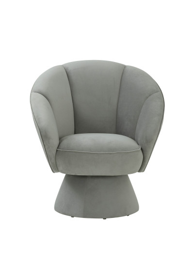 Grey Velvet Channel Tufted Modern Stylish Swivel Chair