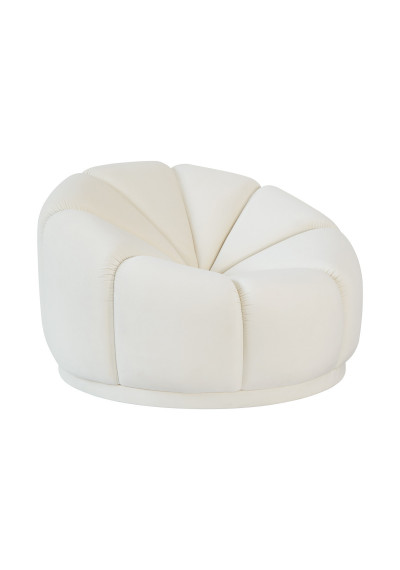 Cream Velvet Puffy Cloud Modern Accent Lounge Chair