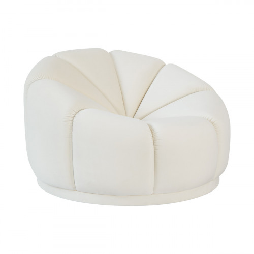 Cream Velvet Puffy Cloud Modern Accent Lounge Chair