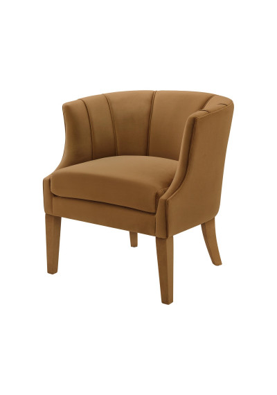 Rich Caramel Velvet Piped Stitching Accent Chair
