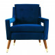 Luscious Blue Velvet Mid Century Arm Chair