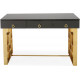 Glam Grey Lacquer Gold Base Desk
