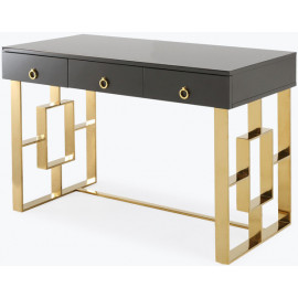 Glam Grey Lacquer Gold Base Desk