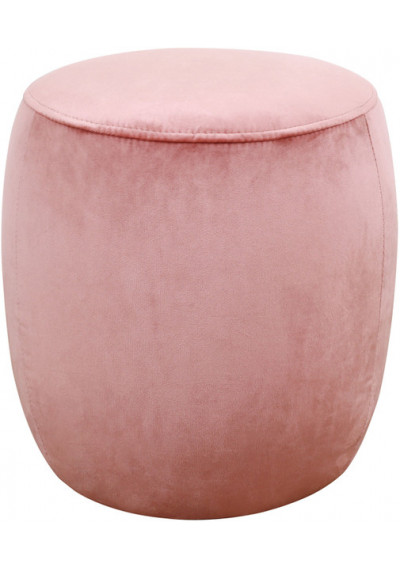 Round Salmon Pink Velvet Ottoman Footstool 