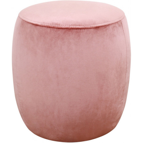 Round Salmon Pink Velvet Ottoman Footstool 