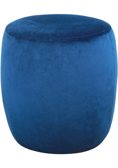 Round Royal Blue Velvet Ottoman Footstool 