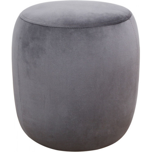 Round Grey Velvet Ottoman Footstool 