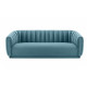 Ocean Blue Velvet All Over Channel Tufted Sofa 