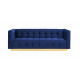 Navy Blue Velvet Button Tufted Sofa Gold Base