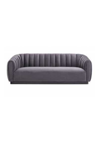 Grey Velvet All Over Channel Tufted Sofa 