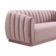Blush Pink Velvet All Over Channel Tufted Sofa 