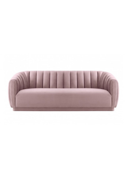 Blush Pink Velvet All Over Channel Tufted Sofa 