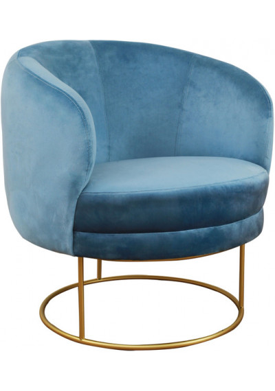 Blue Velvet Circular Shaped Gold Frame Chair