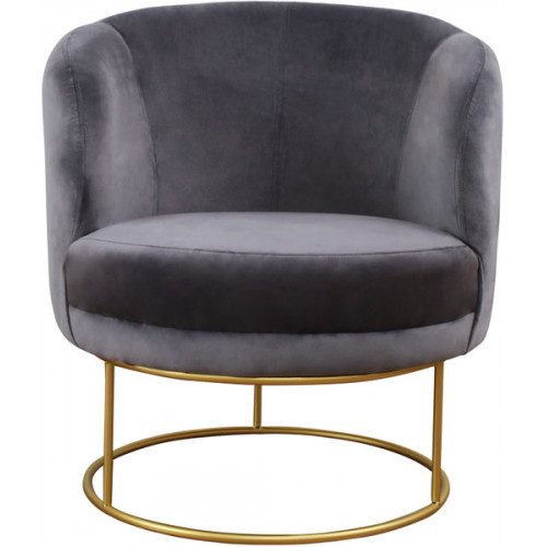 Grey Velvet Circular Shaped Gold Frame Chair