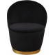 Elegant Black Velvet Armless Barrel Chair Gold Base