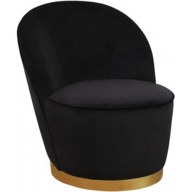 Elegant Black Velvet Armless Barrel Chair Gold Base