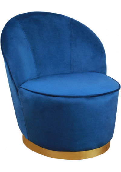 Elegant Blue Velvet Armless Barrel Chair 