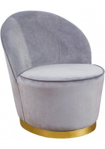 Elegant Grey Velvet Armless Barrel Chair 