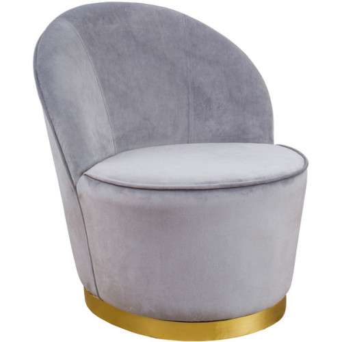 Elegant Grey Velvet Armless Barrel Chair 