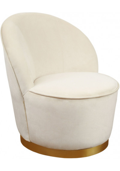 Elegant Ivory Velvet Armless Barrel Chair 