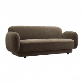 Brown Textured Velvet Sleek Sofa