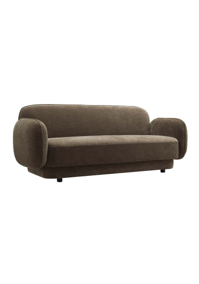 Brown Textured Velvet Sleek Sofa