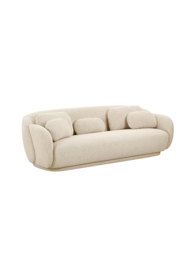 Comfy Cream Boucle Sofa with Pillows