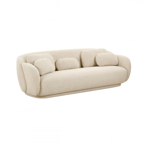 Comfy Cream Boucle Sofa with Pillows