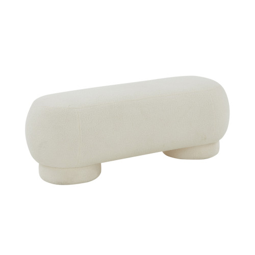 Faux Shearling Cream Thick Round Leg Bench