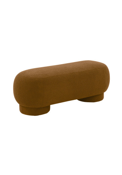 Faux Shearling Cinnamon Brown Thick Round Leg Bench