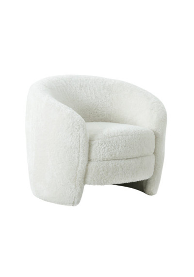 Faux Sheep Skin Shearling Stylish Rounded Accent Chair