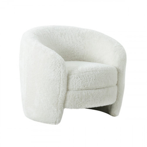 Faux Sheep Skin Shearling Stylish Rounded Accent Chair