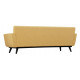 Soft Yellow Linen Mid-Century Sofa