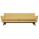 Soft Yellow Linen Mid-Century Sofa