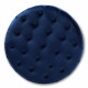Blue Velvet All Over Tufted Round Coffee Table Ottoman 