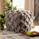 Taupe Shaggy Handwoven Diamond Shapes Square Pouf 