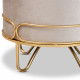Glam Beige Velvet Tufted Top Footstool Ottoman Gold Base