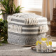 Grey & Cream Handwoven Funky Design Square Pouf Footstool