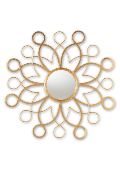 Gold Metal Intertwined Floral Design Wall Mirror