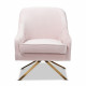 Light Pink Blush Velvet Pleated Gold Leg Glam Lounge Chair