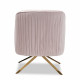 Light Pink Blush Velvet Pleated Gold Leg Glam Lounge Chair
