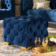 Blue Velvet Tufted Square Footstool Ottoman Gold Base