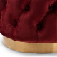 Red Burgundy Velvet Tufted Round Footstool Ottoman Gold Base