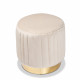 Cream Beige Velvet Channel Tufted Oval Coffee Table Ottoman 