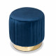 Blue Velvet Channel Tufted Oval Coffee Table Ottoman 